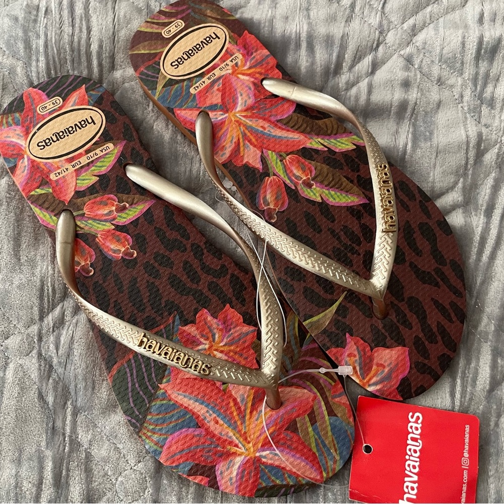 🐆 Havaianas Slim Animal Floral Fusion Flip Flops